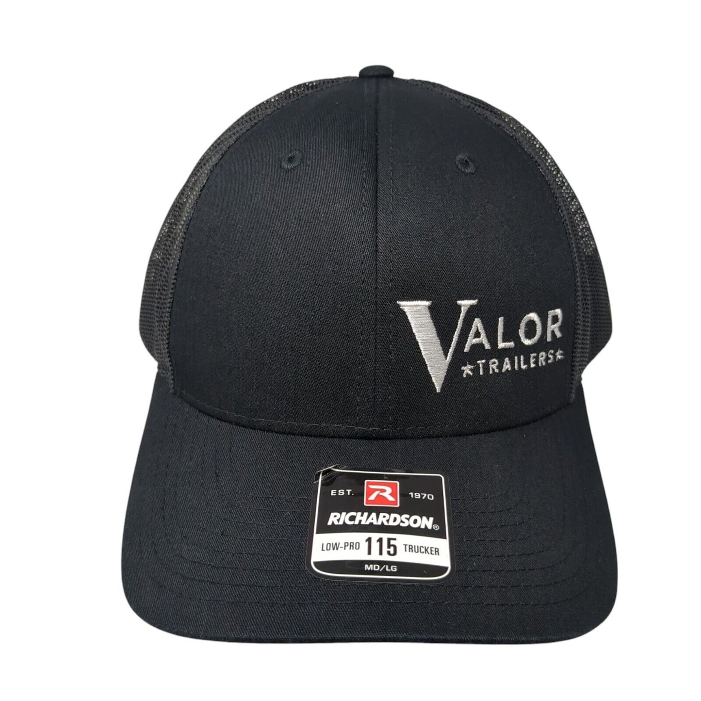 Valor Trailers Snapback Trucker Hat Black M/L Adjustable Mesh Back Richardson