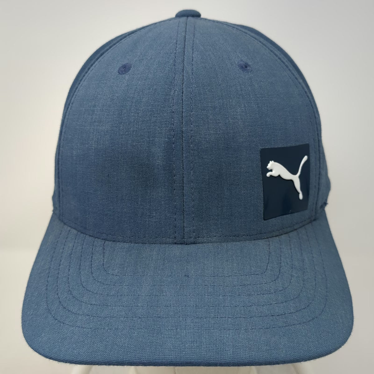 Puma Baseball Cap Blue XL Flexfit Heathered Logo Sport Performance Fitted Hat