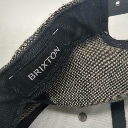 Brixton Snapback Hat Blue Brown One Size Denim Suede Flat Brim Logo Patch