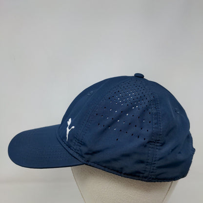 Puma Strapback Hat Blue One Size Adjustable Laser Cut Solid 6 Panel