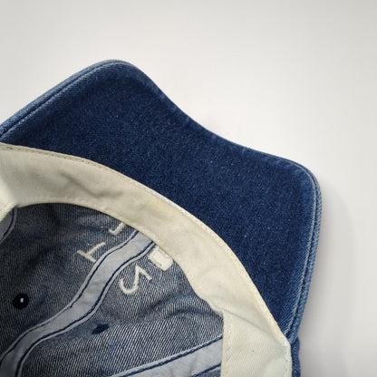 T21F Slideback Hat Blue One Size Adjustable Embroidered Denim 6 Panel