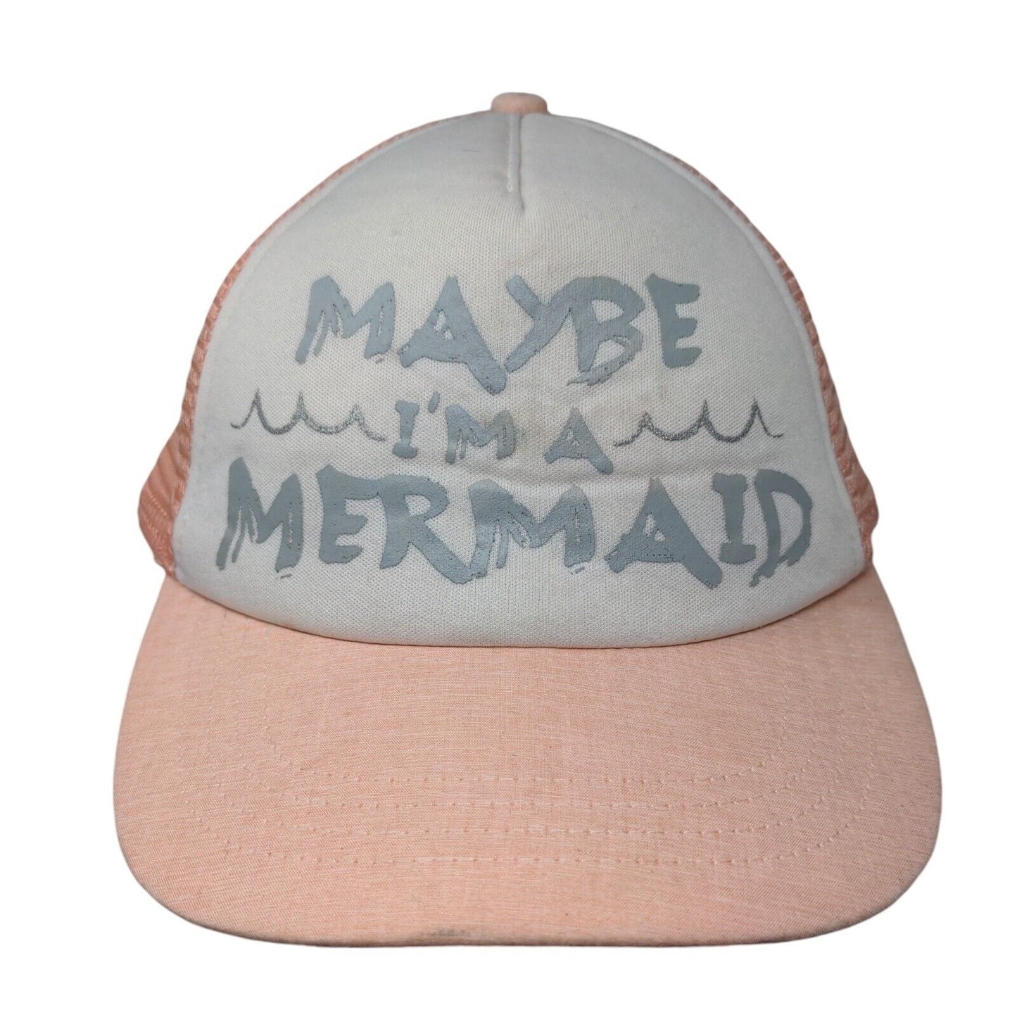 Maybe I'm A Mermaid Snapback Trucker Hat Pink One Size Mesh Back 5 Panel