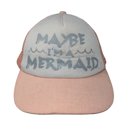 Maybe I'm A Mermaid Snapback Trucker Hat Pink One Size Mesh Back 5 Panel