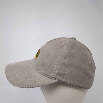 Hamburger Slideback Hat Gray One Size Adjustable Embroidered Corduroy