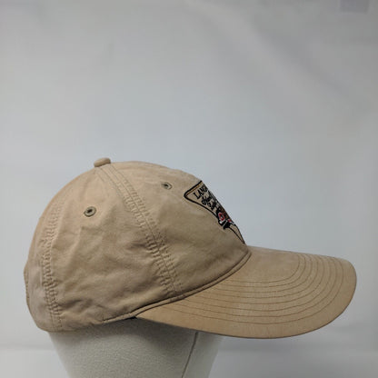 Langara Island Lodge Strapback Hat Tan One Size Adjustable Embroidered