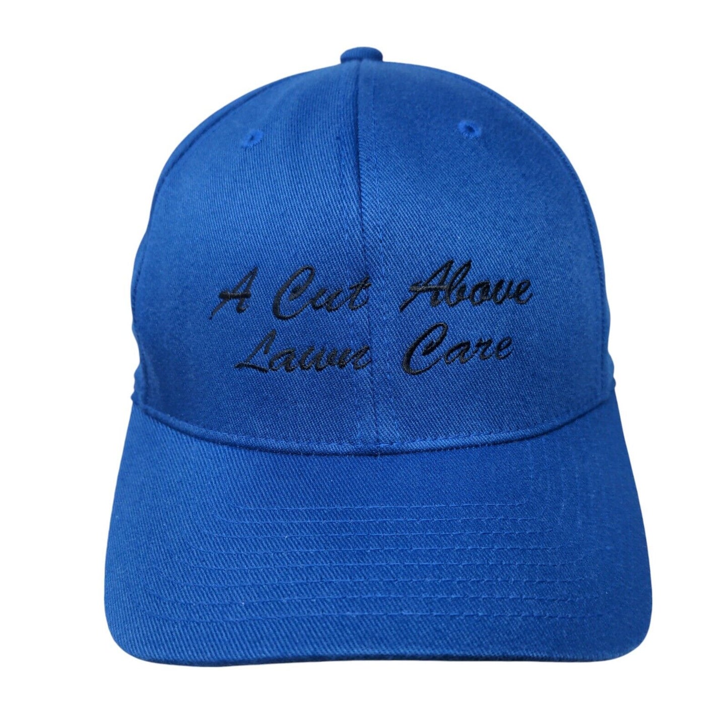 A Cut Above Lawn Care Fitted Hat Blue L/XL Flexfit 6 Panel Port Authority