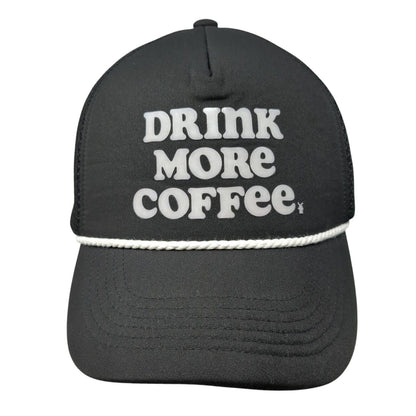 Drink More Coffee Snapback Trucker Hat Black One Size Adjustable Mesh Back Rope