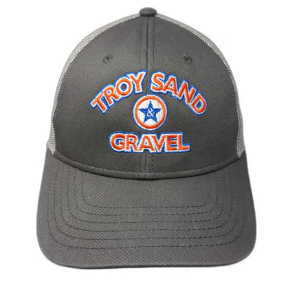 Cap America Trucker Hat Gray One Size Snapback Troy Sand & Gravel Logo Mesh