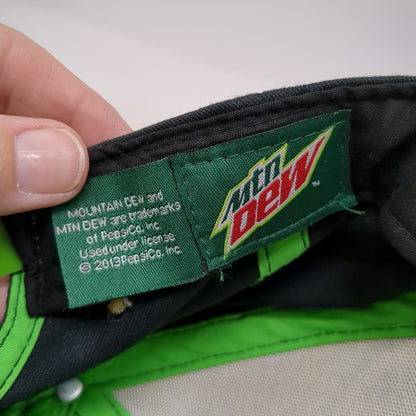 Mountain Dew Hat Snapback White Green Black One Size Embroidered Logo Cotton