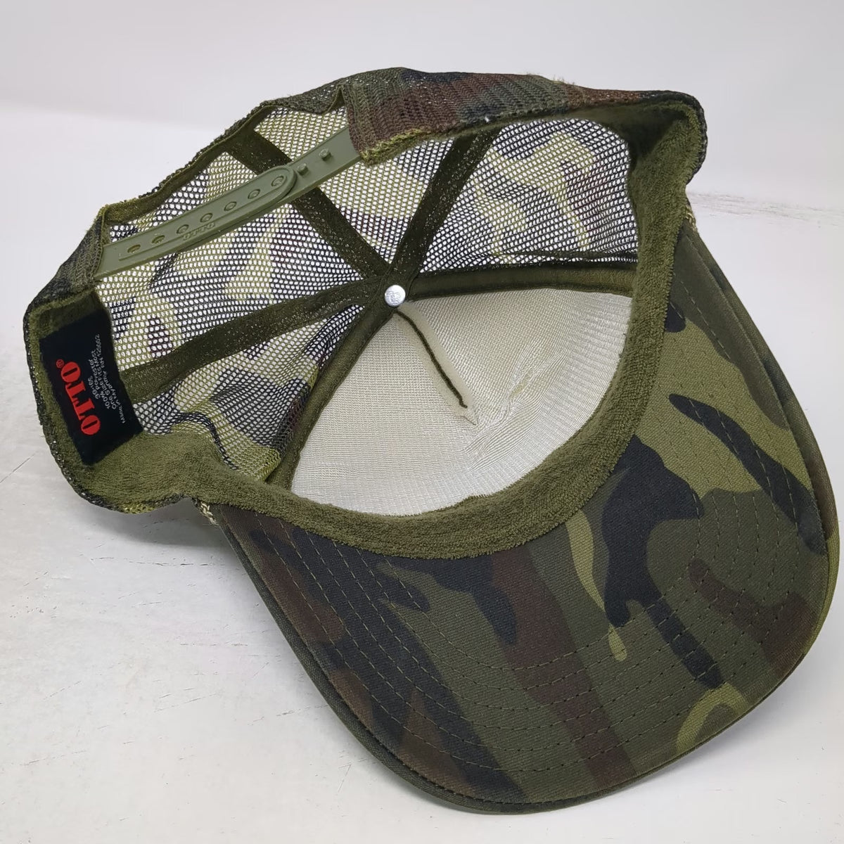 Otto Trucker Hat Green One Size Camo Mesh Snapback Fighter Jet Patch Rope