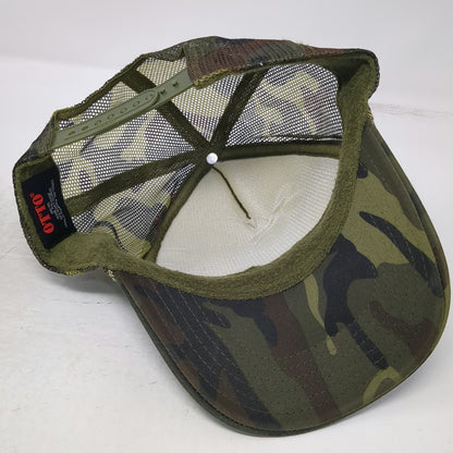 Otto Trucker Hat Green One Size Camo Mesh Snapback Fighter Jet Patch Rope