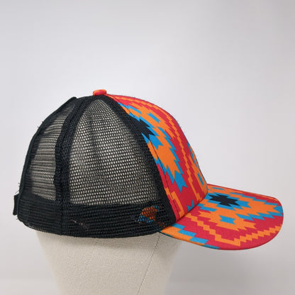 Unbranded Snapback Ponytail Trucker Hat Multicolor OS Mesh Back Aztec Print