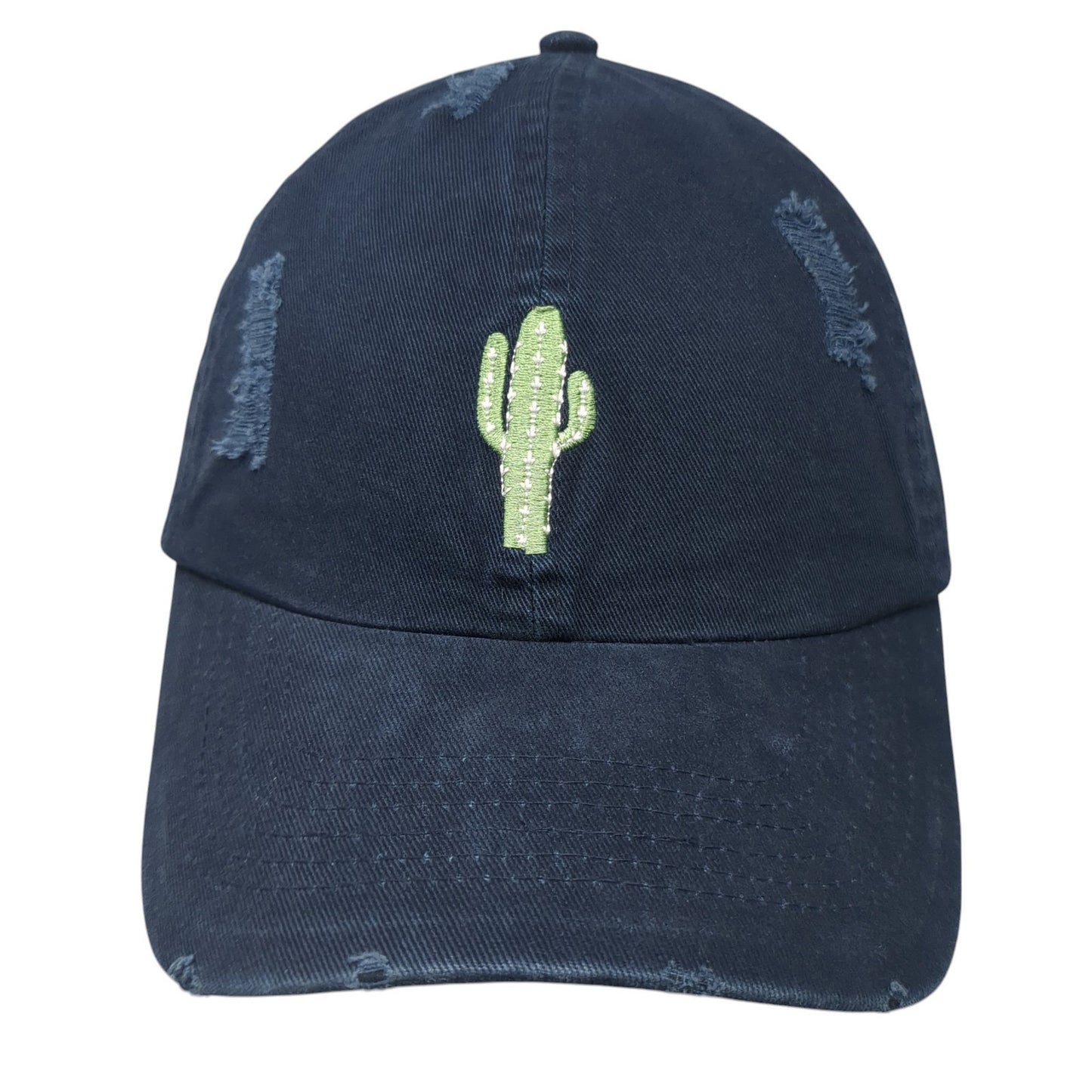 Cactus Slideback Baseball Cap Blue One Size Adjustable Embroidered Distressed