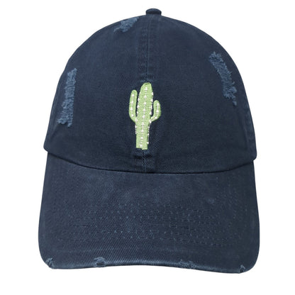 Cactus Slideback Baseball Cap Blue One Size Adjustable Embroidered Distressed