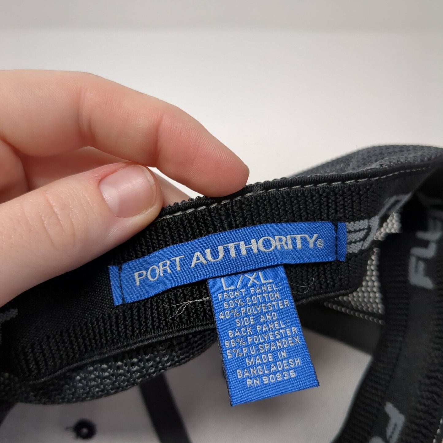 Port Authority Fitted Mesh Back Trucker Hat Gray L/XL Flexfit Logo