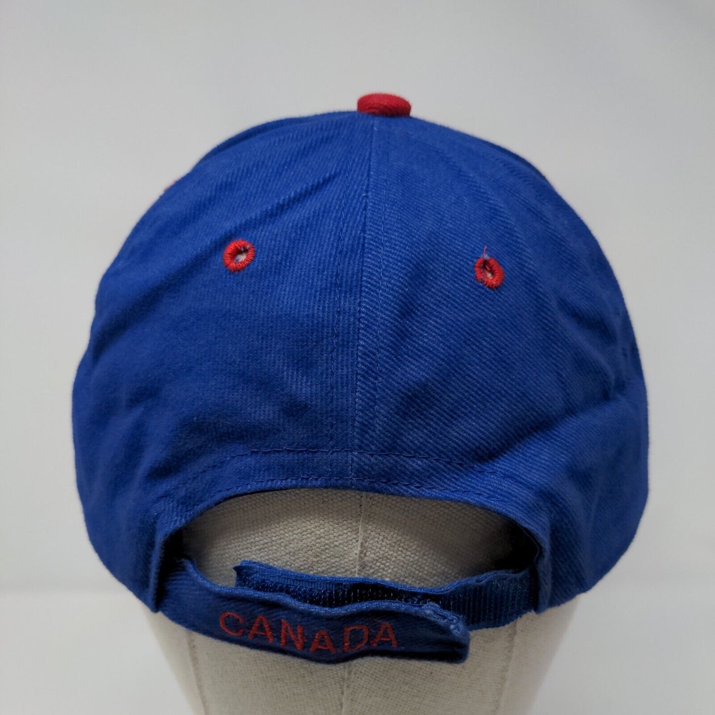 Canada Strapback Hat Blue OSFA Adjustable Embroidered Vented Holes Cotton