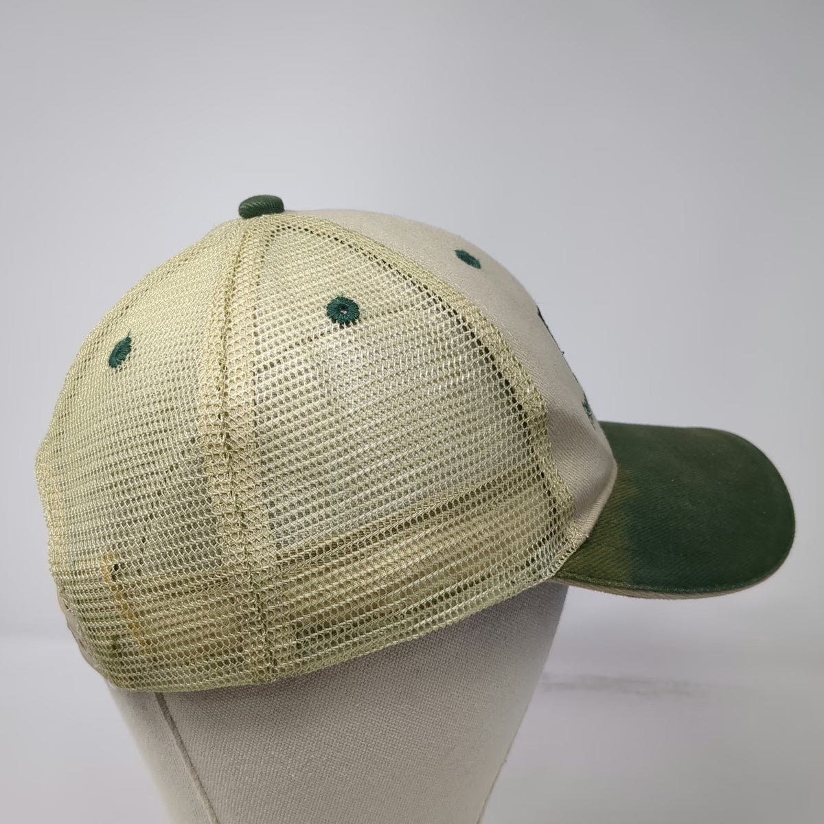 Otto Trucker Hat Beige Green One Size Farm Bureau Insurance Logo Mesh Snapback