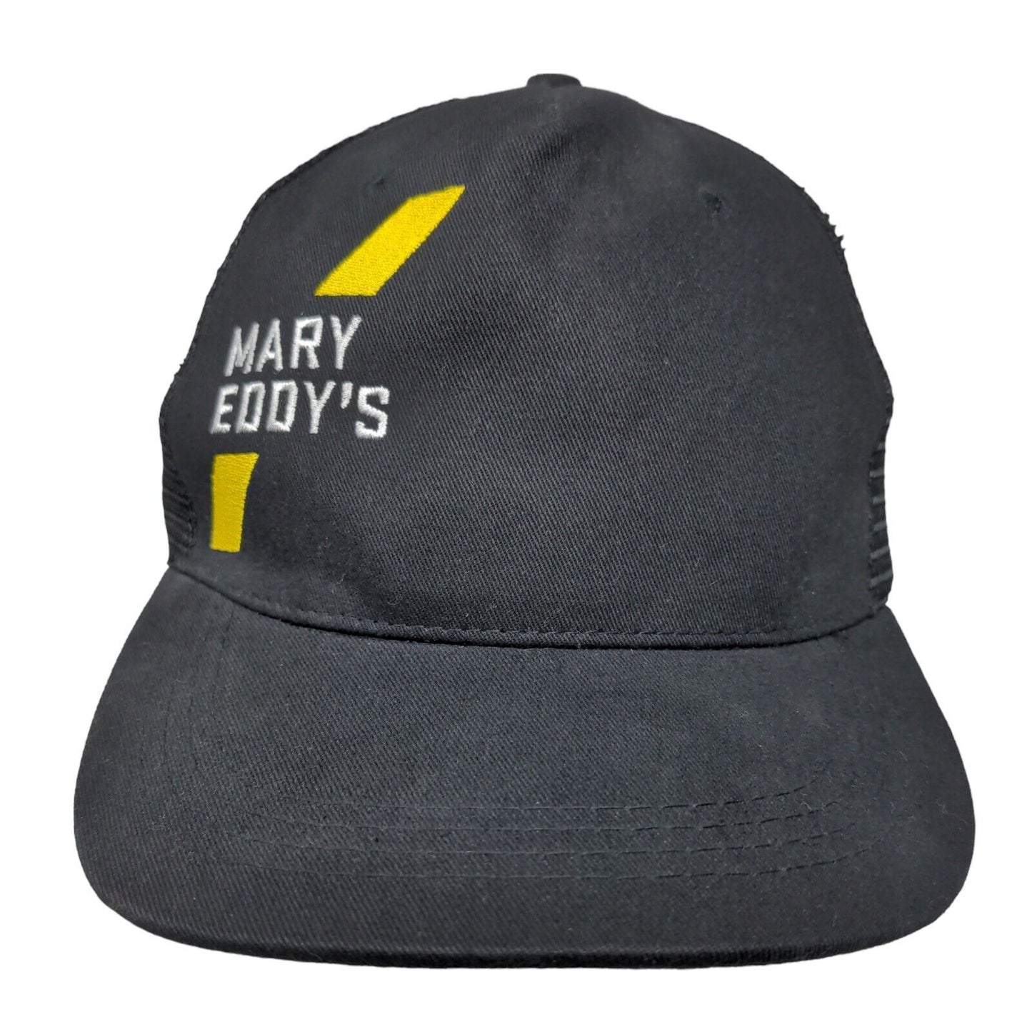 Mary Eddy's Snapback Mesh Back Trucker Hat Black One Size Embroidered