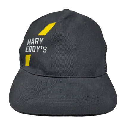 Mary Eddy's Snapback Mesh Back Trucker Hat Black One Size Embroidered