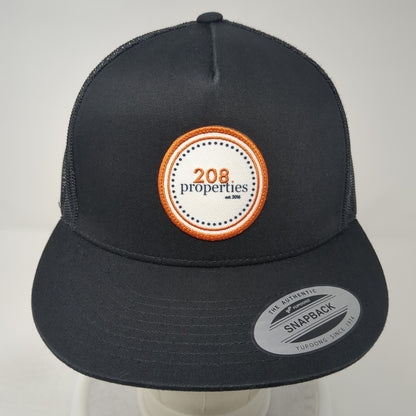 208 Properties Patch Snapback Trucker Hat Black One Size Mesh Back