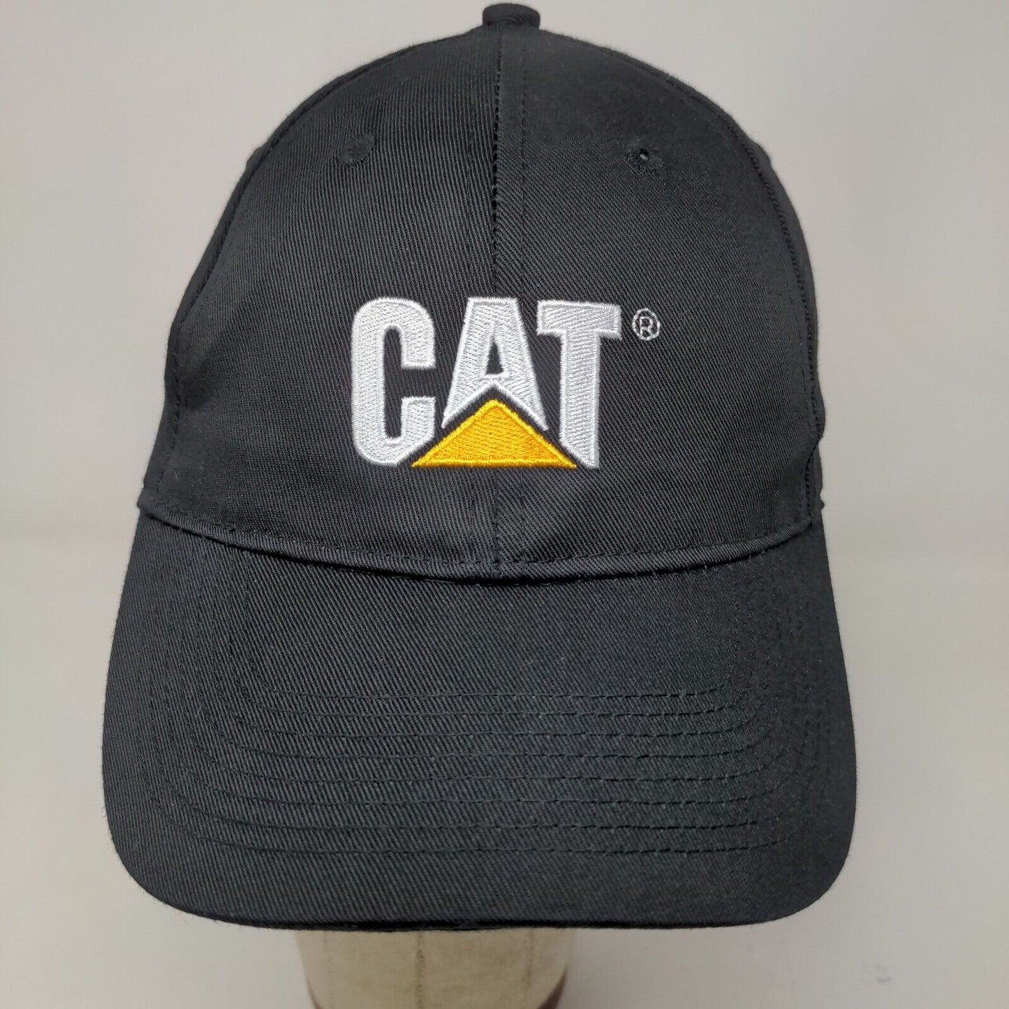 CAT Caterpillar Men's Slideback Hat Black Adjustable Embroidered Logo PolyCotton