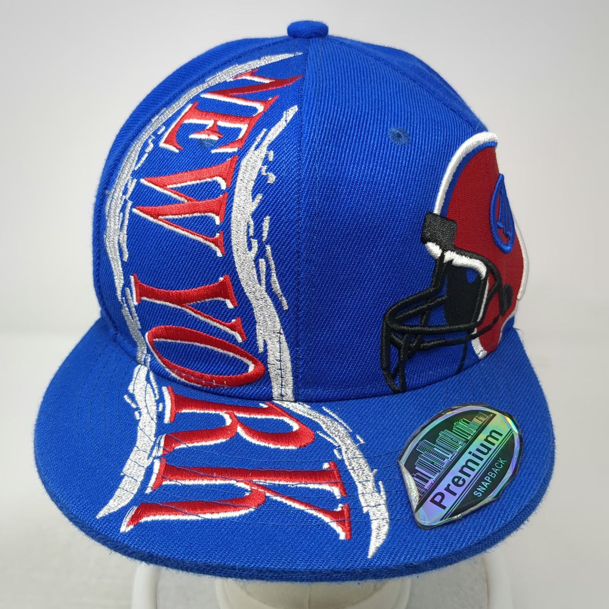 Blue Snapback Hat One Size New York Football Helmet Red White Silver Black Brim