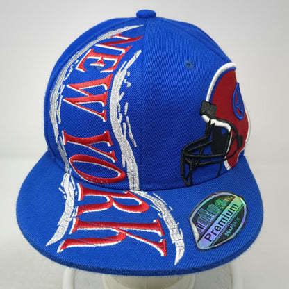 Blue Snapback Hat One Size New York Football Helmet Red White Silver Black Brim