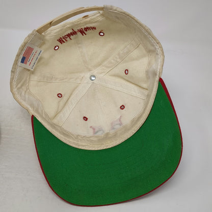 Disney Mickey Mouse Snapback Beige Red One Size Green Underbrim Made in USA Hat