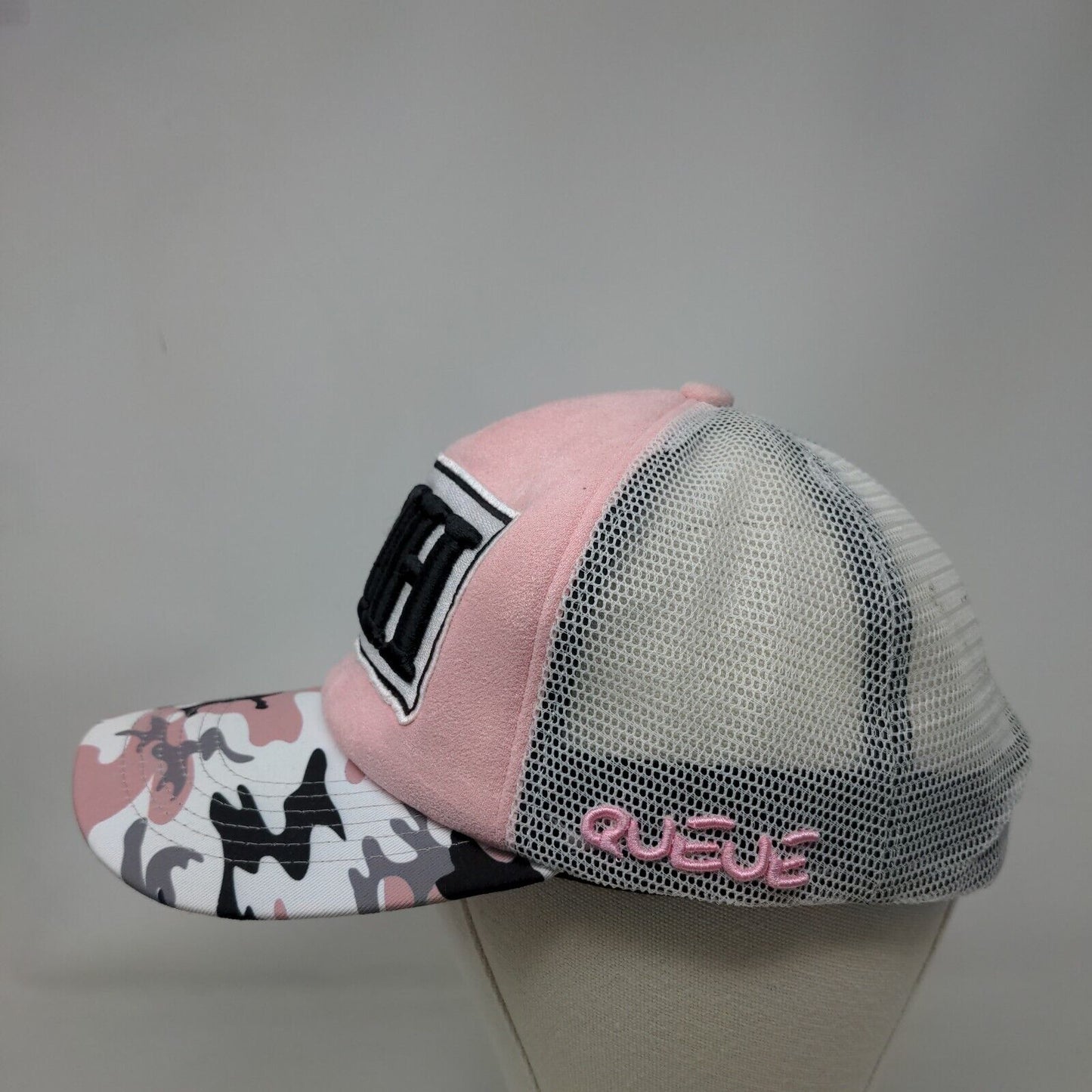 Qatar MH Queue Snapback Mesh Back Trucker Hat Pink One Size Camouflage