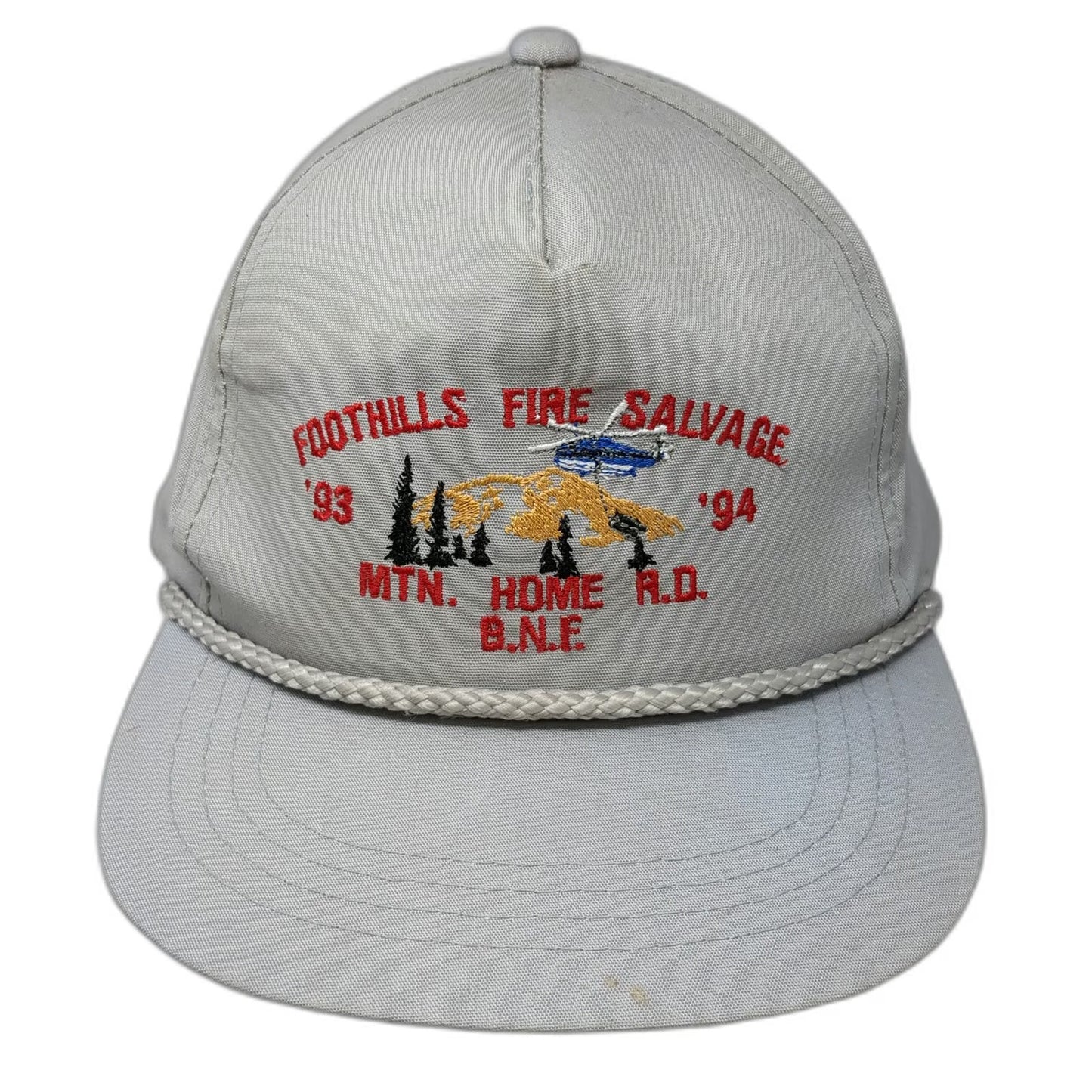 Yupoong Trucker Gray Vintage 1991 Rope Snapback Forest Fire Salvage B.N.F. hat