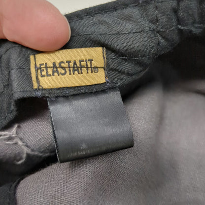 Elastafit Army Cap Gray One Size Frayed Herringbone Side Buttons Cotton Hat