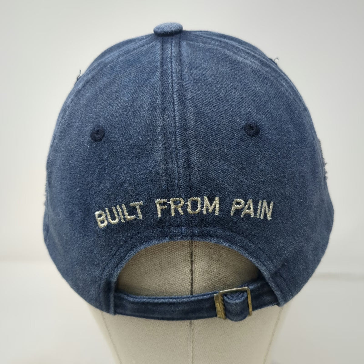 Baseball Cap Blue Beige OSFM Distressed Frayed Still Not Dead Hat Hard To Kill