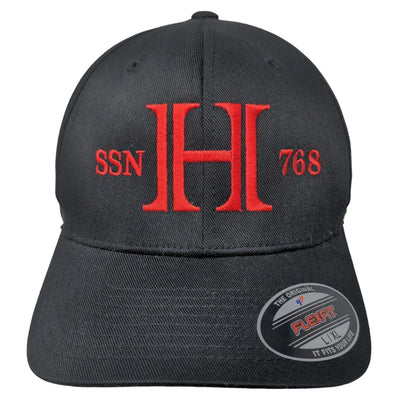 Port Authority Men's Fitted Hat Black Size L/XL Embroidered H Logo Poly Blend