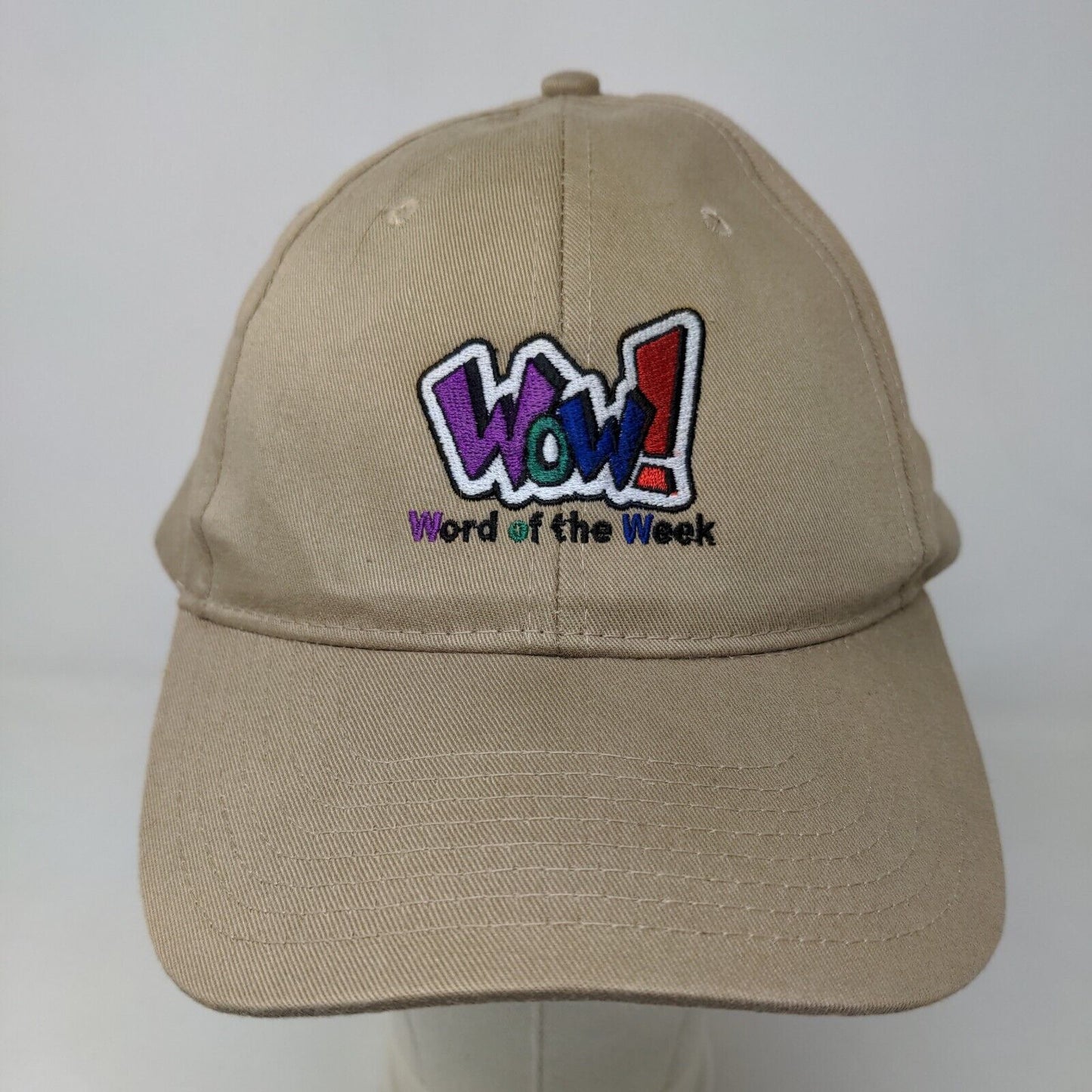 KC Men's Strapback Hat Tan Size OSFM Embroidered WOW Word of the Week Logo