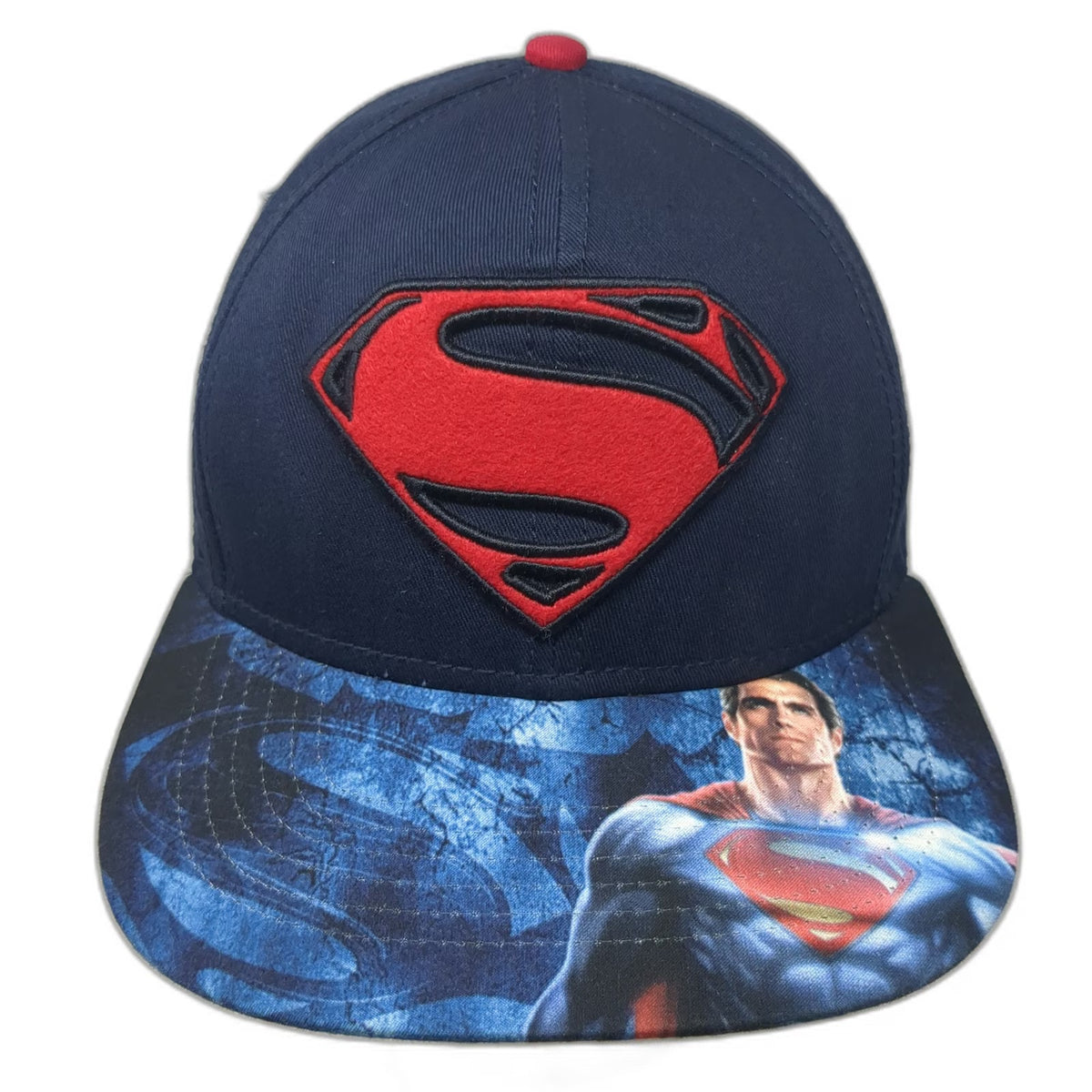 DC Comics Superman Blue Snapback Hat One Size Flat Brim Movie Graphic Shield