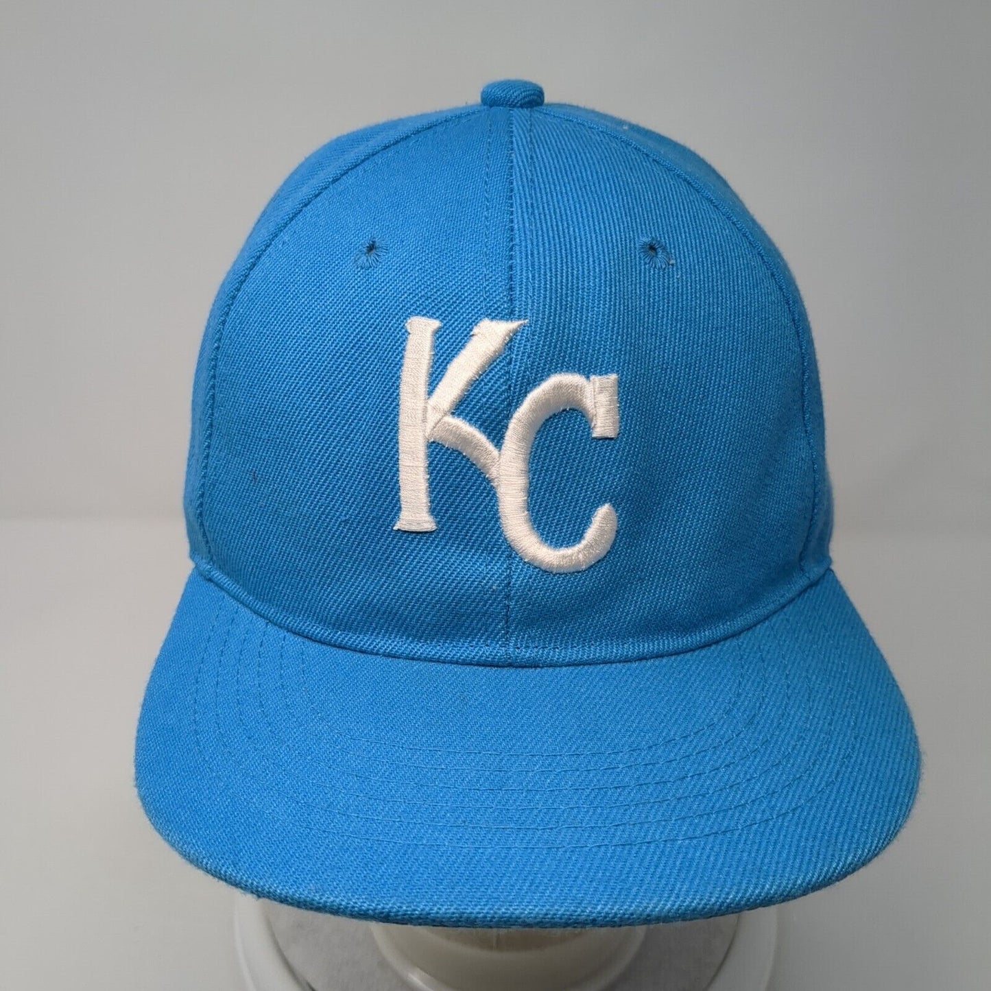 KC Snapback Hat Blue One Size Adjustable Embroidered Vented Holes 6 Panel Swag