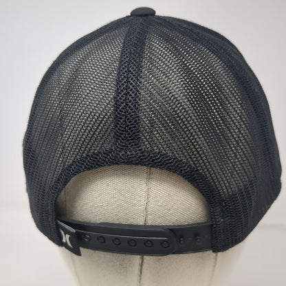 Hurley Trucker Hat Black One Size Mesh Back Snapback Embroidered Logo Surf Style