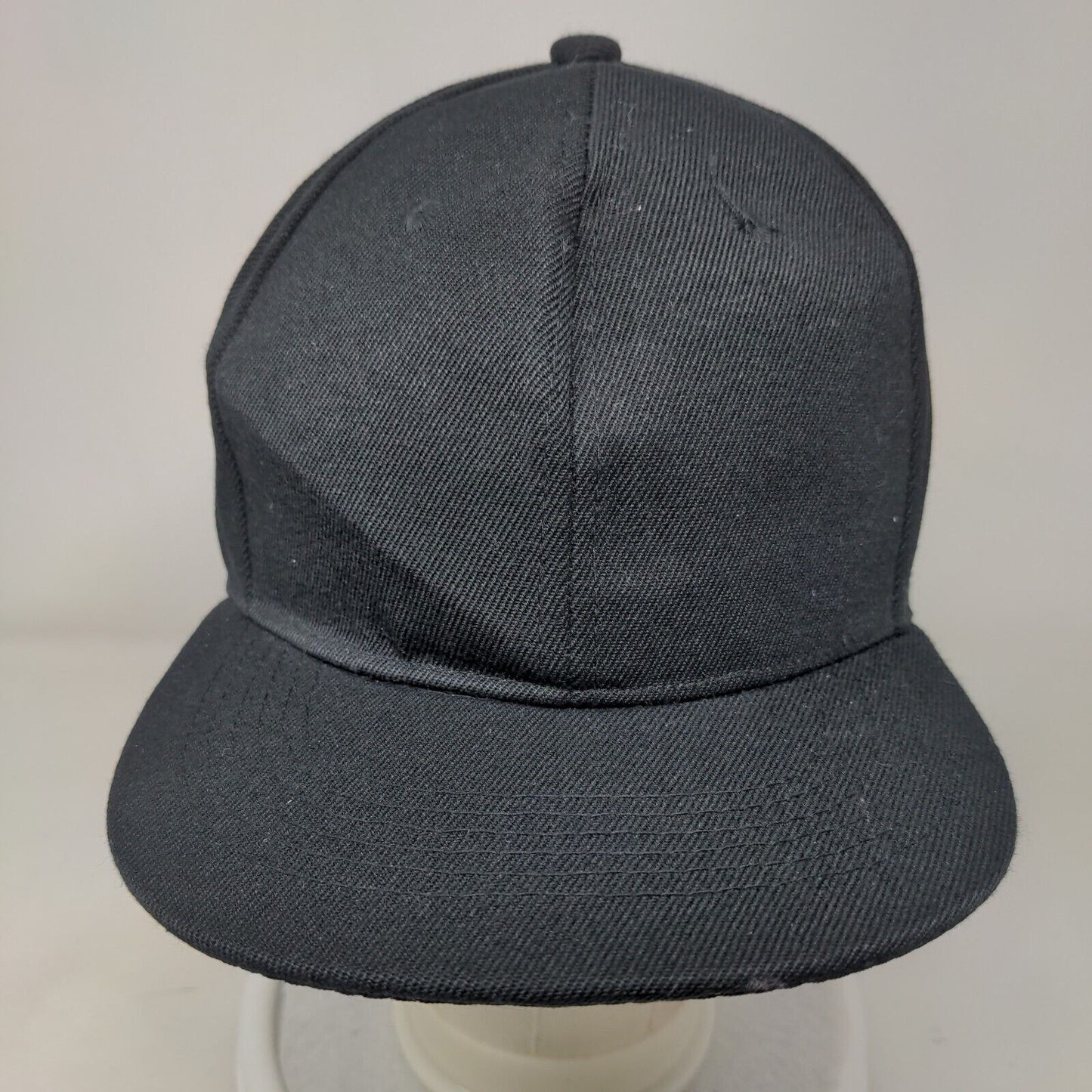 Unbranded Snapback Hat Solid Black One Size Adjustable Blank 6 Panel