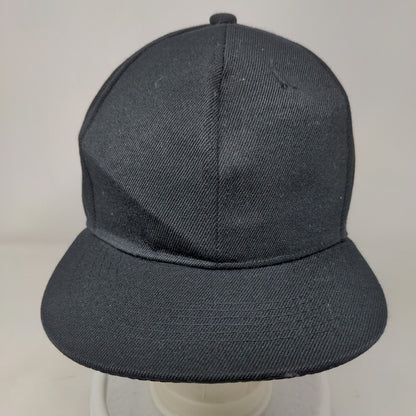 Unbranded Snapback Hat Solid Black One Size Adjustable Blank 6 Panel