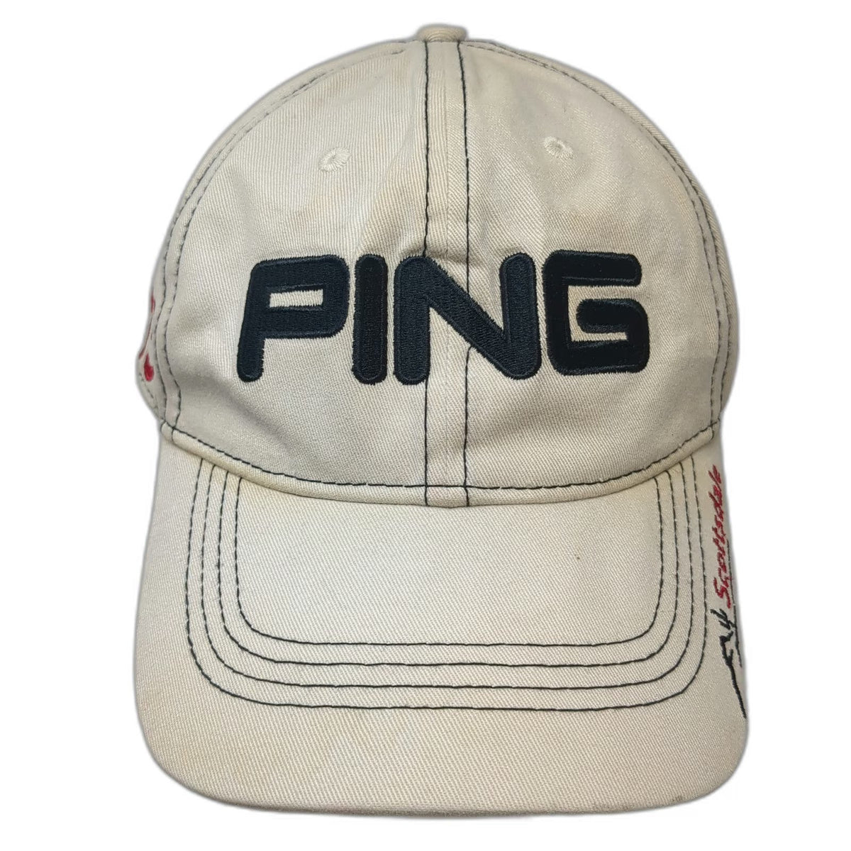 Ping Baseball Cap Beige OSFM Scottsdale G15 K15 Golf Hat Slideback Embroidered