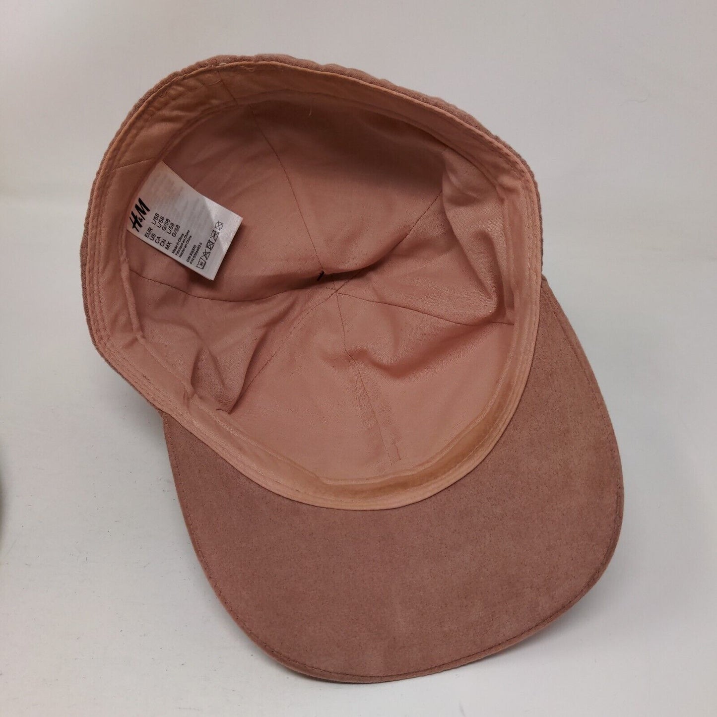 H&M Fitted Hat Pink L/58 Suede Solid Blank Lined Outdoor 6 Panel
