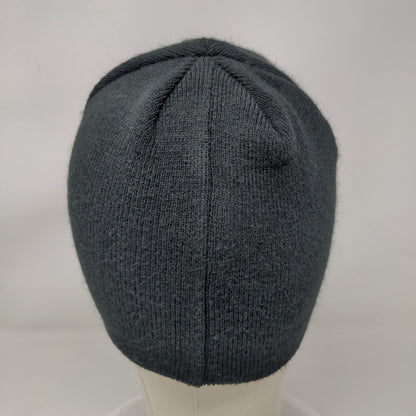Zahrah Beanie Cap Black One Size Knitted Stretch Embroidered Acrylic
