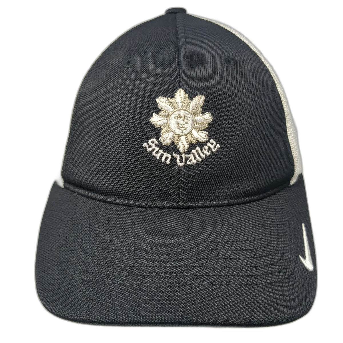 Nike Baseball Cap Black S/M Mesh Back Sun Valley Resort Swoosh Embroidered Hat