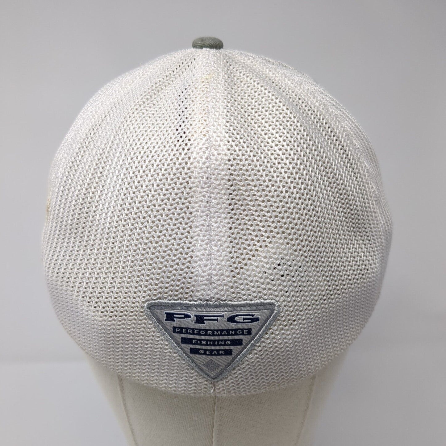 Columbia PFG Fish Flag Fitted Trucker Hat Gray L/XL Patriotic Mesh Back