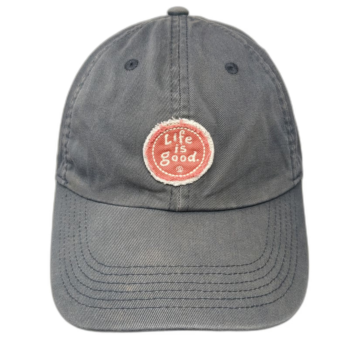 Life is Good Baseball Cap Gray One Size Slideback Cotton Embroidered Patch Hat