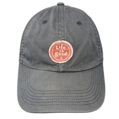 Life is Good Baseball Cap Gray One Size Slideback Cotton Embroidered Patch Hat