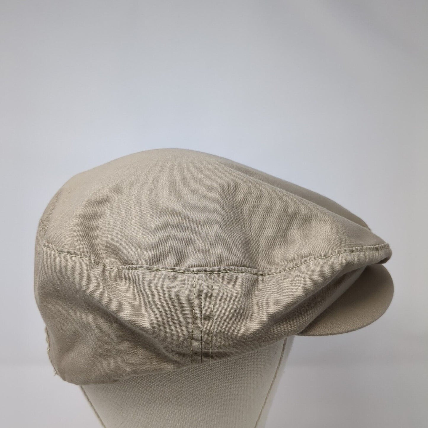 DP Newsboy Flat Cap Tan One Size Adjustable Lightweight Snap Button Blank