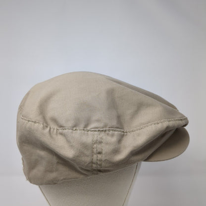 DP Newsboy Flat Cap Tan One Size Adjustable Lightweight Snap Button Blank