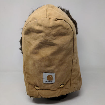 Carhartt Men's Snap On Vegan Fur Trimmed Hood Tan Canvas Insulated