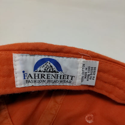 Fahrenheit Men's Slideback Hat Orange Adjustable Embroidered Logo Cotton